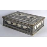 A GOOD LARGE 18TH/19TH CENTURY ANGLO INDIAN IVORY VIZAGAPATAM RECTANGULAR BOX engraved with a