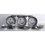 A SET OF SIX 18TH CENTURY CHINESE EXPORT TEABOWLS AND SAUCERS Qianlong, together with two other