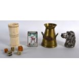 A VICTORIAN NOVELTY MILK CHURN MATCH HOLDER together with a Canton matchbox holder, a Gucci dog head