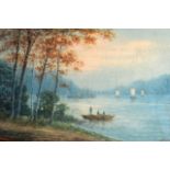 BRITISH SCHOOL (EARLY 20TH CENTURY), UNFRAMED WATERCOLOUR, indistinctly signed, boating scenes.