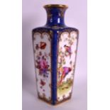 AN UNUSUAL EARLY 20TH CENTURY ENGLISH POWDER BLUE VASE painted with exotic birds within