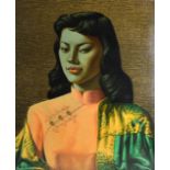 After Tretchiko (20th Century) Framed Retro Print, 'Oriental Lady'. 1Ft 7ins x 1ft 11ins.