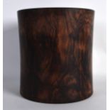 A LARGE CHINESE CARVED HARDWOOD BITONG BRUSH POT of slightly wasted form. 7.5ins high.