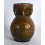 A FARNHAM POTTERY OWL VASE. 5.5ins high.