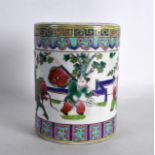 A CHINESE REPUBLICAN PERIOD FAMILLE ROSE JAR AND COVER painted with figures in landscapes. 5.75ins