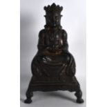 A GOOD 17TH/18TH CENTURY CHINESE IRON FIGURE OF A BUDDHA modelled seated upon a stepped square