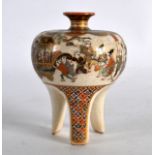 A GOOD SMALL LATE 19TH CENTURY JAPANESE MEIJI PERIOD SATSUMA VASE of bulbous form, upon slender legs