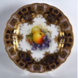 A FINE ROYAL WORCESTER PLATE C1917 painted with apples and grapes by Richard Sebright. 8.5Ins