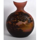 A GOOD FRENCH CAMEO GLASS VASE by Emile Galle, depicting an extensive landscape. 6Ins high.