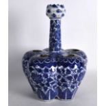 A MID 19TH CENTURY CHINESE BLUE AND WHITE TULIP VASE painted with extensive foliage and rui