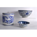 A LARGE 16TH/17TH CENTURY CHINESE BLUE AND WHITE BOWL Ming, together with a Kangxi style bowl & a
