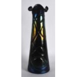 A LOETZ TYPE IRIDESCENT GLASS VASE with swirled decoration. 11.5ins high.