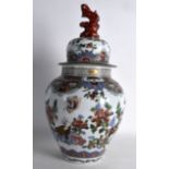 A 19TH CENTURY SAMSONS OF PARIS GINGER JAR AND COVER Yongzheng style, painted with lions and