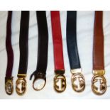 A GROUP OF SIX VINTAGE GUCCI BELTS, of varying design.