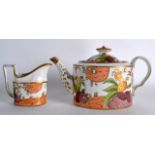 AN EARLY 19TH CENTURY COALPORT JOHN ROSE TEAPOT AND COVER together with matching cream jug,