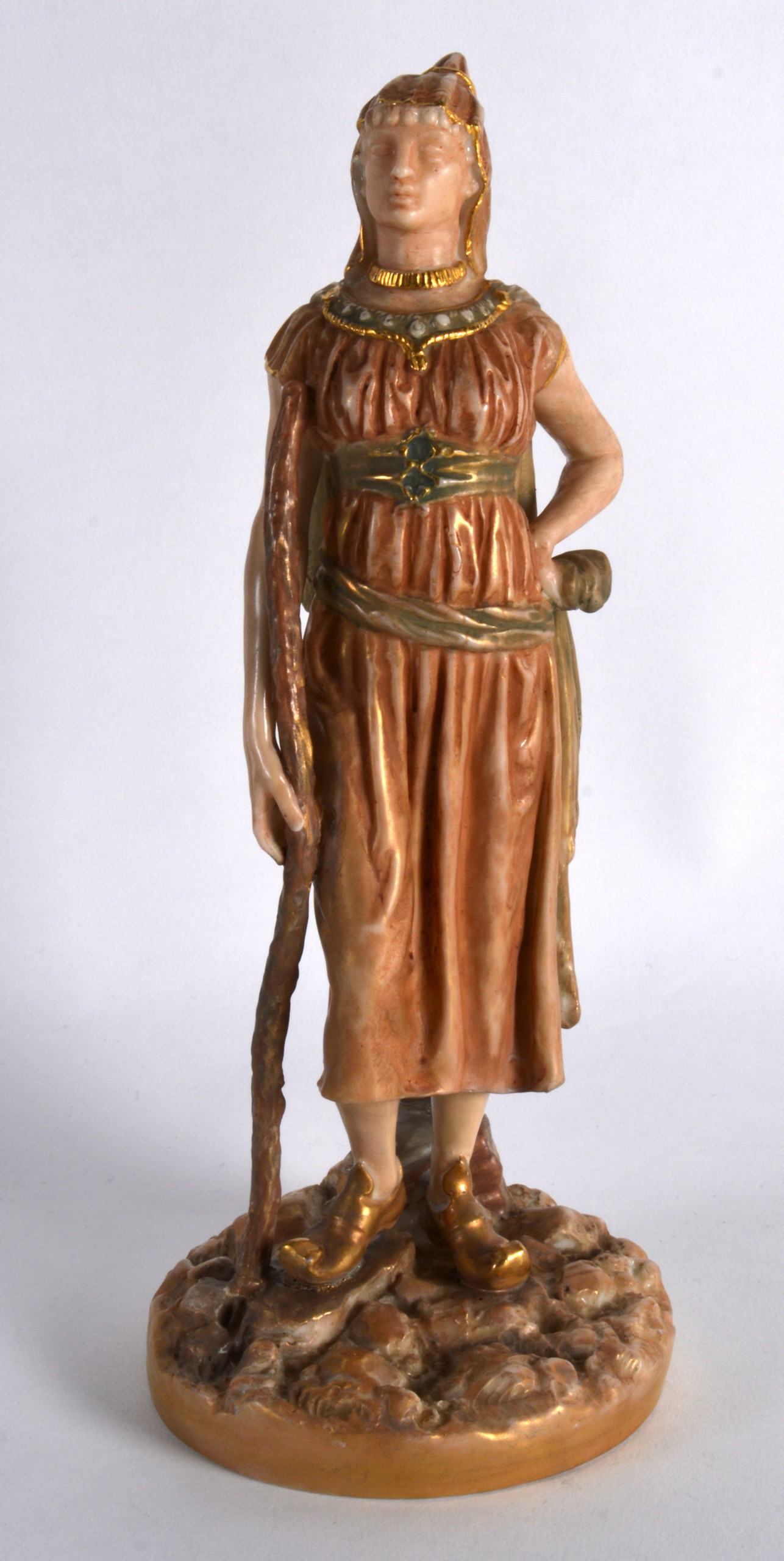 A ROYAL WORCESTER FIGURE OF A FEMALE BRIGAREE INDIAN C1903. 8.75ins high.