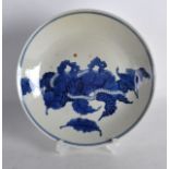 AN 18TH CENTURY JAPANESE EDO PERIOD BLUE AND WHITE PLATE painted with sprays. Signed. 7Ins