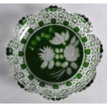 AN UNUSUAL MEISSEN GREEN AND CLEAR GLASS DISH. 5Ins wide.