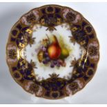 A FINE ROYAL WORCESTER PLATE C1918 painted with pears and blackberries by R Phillips. 8.5ins