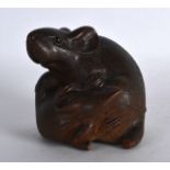 A GOOD 19TH CENTURY JAPANESE MEIJI PERIOD CARVED BOXWOOD OKIMONO modelled as two grappling mice.