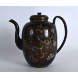 AN EARLY 20TH CENTURY JAPANSE MEIJI PERIOD CLOISONNE ENAMEL TEAPOT AND COVER decorated with birds