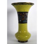 AN EARLY 20TH CENTURY JAPANESE MEIJI PERIOD GU SHAPED CLOISONNE ENAMEL BEAKER VASE with central