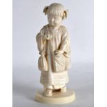 A FINE EARLY 20TH CENTURY JAPANESE MEIJI PERIOD TOKYO SCHOOL IVORY OKIMONO modelled as a female