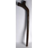 A LARGE 19TH CENTURY POLYNESIAN CARVED WOOD WAR CLUB engraved with two initials, with shaped