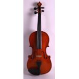 A VIOLIN with two piece back, bearing label to interior and dated 1962. 1ft 11ins long.