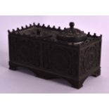 A MID 19TH CENTURY FRENCH EMPIRE BRONZE INKWELL of rectangular form. 4.25ins wide.