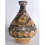 A Good 12th Century Central Asian pottery vase, painted with geometric motifs etc. 6.75ins high.