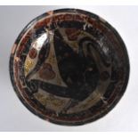 A Central Asian Samarkand Bowl, 9th/10th Century, painted with a central stylised figure or