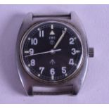 A VINTAGE GENTLEMANS STAINLESS CWC MILITARY WATCH with black enamel dial. No 1705 / 79. Dial 2.75 cm