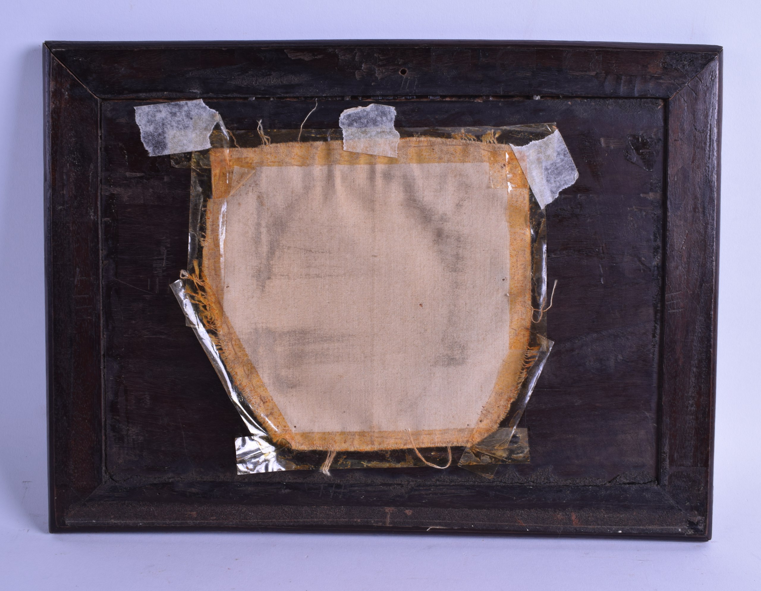 A 19TH CENTURY CHINESE CARVED HONGMU AND MOTHER OF PEARL FRAME decorated with scrolling foliage - Image 2 of 2