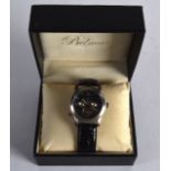 A BOXED GENTLEMANS BELMAR WRISTWATCH. 1.25ins diameter.