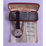 A 1960S BOXED GENTLEMANS BAUME BIMATIC WRISTWATCH with original sales reciept. Dial 3.25 cm