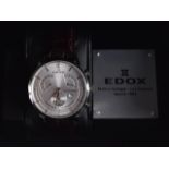 A BOXED GENTLEMANS EDOX MAITRE HORLOGER LES GENEVES WRISTWATCH.