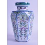 AN UNUSUAL CHINESE DOUCAI PORCELAIN HEXAGONAL PORCELAIN VASE bearing Yongzheng marks to base,