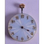 A FINE EARLY 20TH CENTURY EUROPEAN PALE BLUE ENAMEL WATCH with gold & black numerals. 3 cm