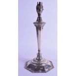 AN EDWARDIAN NEO CLASSICAL SILVER LAMP BASE. Sheffield C1915. 28 cm high.