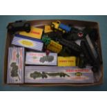 A GOOD COLLECTION OF VINTAGE BOXED DINKY MILITARY CARS together with various other unboxed examples.