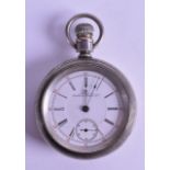 A GOOD VICTORIAN SILVER WALTHAM POCKET WATCH the movement signed P J Bartlett. 5.5 cm diameter.