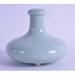 A SMALL CHINESE CELADON PORCELAIN INCENSE BURNER bearing Yongzheng marks to base. 9 cm high.