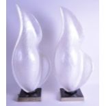 A GOOD PAIR OF 1970S CANADIAN TULIP ROUGIER LAMPS of stylish form. 64 cm high.