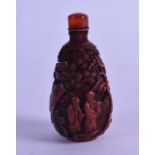 AN 18TH/19TH CENTURY CHINESE CARVED CINNABAR LACQUER SNUFF BOTTLE AND STOPPER Qianlong/Jiaqing,