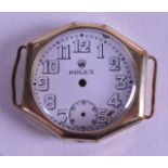 A VINTAGE GOLD CASED ROLEX WATCH with white enamel dial. 2.75 cm wide.