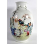 A CHINESE FAMILLE ROSE FINELY POTTED PORCELAIN VASE bearing Yongzheng marks to base, painted with