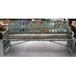 A LOVELY LARGE 19TH CENTURY CAST IRON PAINTED FOUR SEATED GARDEN BENCH Attributed to Dr
