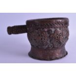 A 19TH CENTURY INDIAN OR TIBETAN COPPER BOWL. 24 cm wide.