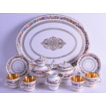 A FINE 19TH CENTURY FRENCH SEVRES PORCELAIN TEASET ON TRAY painted with floral sprays, under a